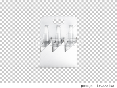Blank white glass beer bottle cardboard holder mockup png, transparent background, 3d rendering. Empty bag with handle for drink mock up cut out. Clear alcohol or mineral water takeaway pak template. Blank white glass beer bottle cardboard holder mockup png, transparent background, 3d rendering. Empty bag with handle for drink mock up cut out. Clear alcohol or mineral water takeaway pak template. 139828138