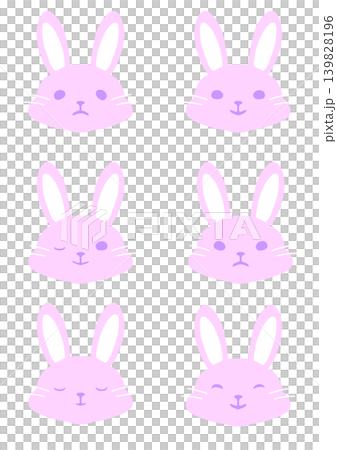 いろいろな表情のピンクのうさぎ 139828196