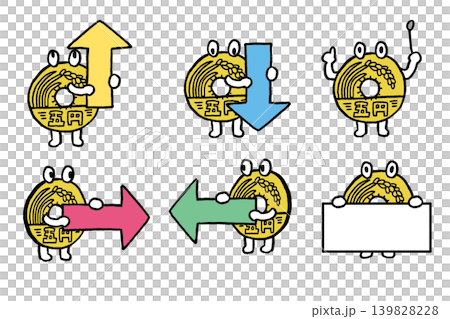 かわいい日本円のコインのキャライラスト かわいい日本円のコインのキャライラスト 139828228