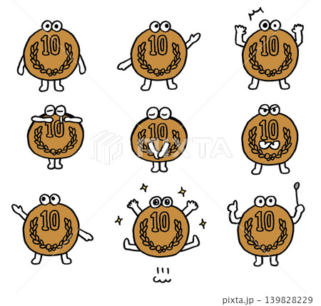 かわいい日本円のコインのキャライラスト 139828229