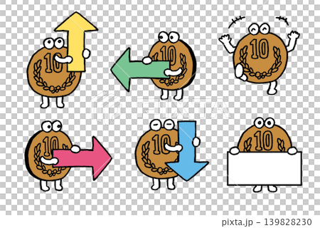 Cute Japanese yen coin character illustration 139828230