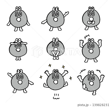 かわいい日本円のコインのキャライラスト 139828231