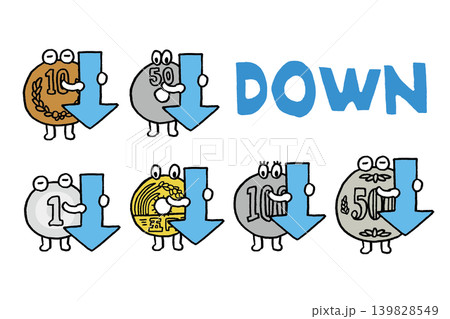 かわいい日本円のコインのキャライラスト かわいい日本円のコインのキャライラスト 139828549