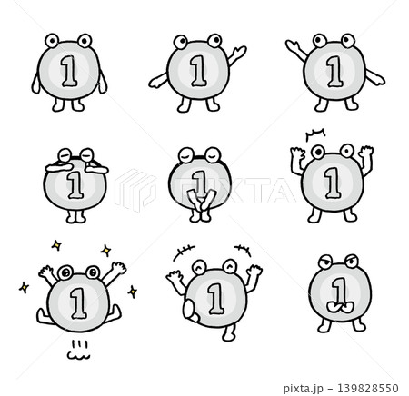 かわいい日本円のコインのキャライラスト かわいい日本円のコインのキャライラスト 139828550
