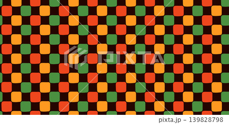 Juneteenth, Black History Month or Kawanzaa rounded square checkerboard seamless vector pattern, African American heritage culture celebration design 139828798