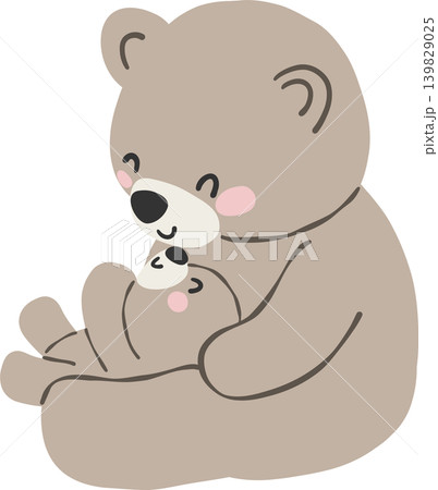 Preppy Mama and baby bear riding bicycle together watercolor seamless pattern Preppy Mama and baby bear riding bicycle together watercolor seamless pattern 139829025