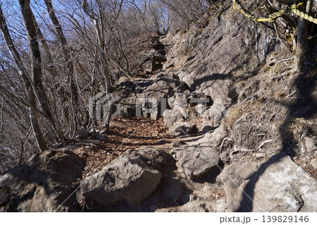 渋川市の水沢山に登る。石仏見晴から山頂までの尾根道の様子 山頂間近 2026年1月9日 渋川市の水沢山に登る。石仏見晴から山頂までの尾根道の様子 山頂間近 2026年1月9日 139829146