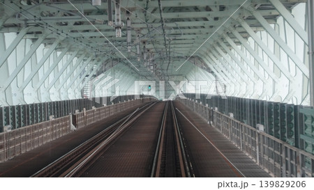 鉄橋の下を走る電車 鉄橋の下を走る電車 139829206