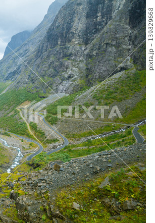 Panoramic view of the Trollstigen Road from the height, Norway Panoramic view of the Trollstigen Road from the height, Norway 139829668