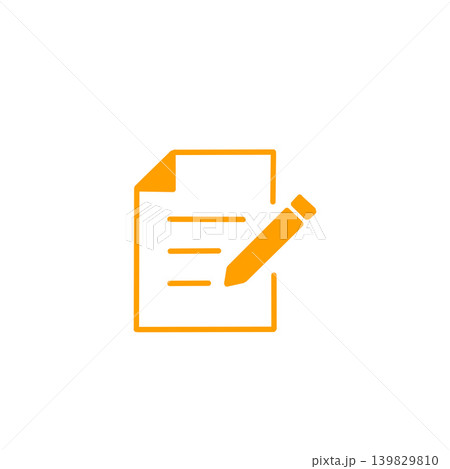 オレンジ色のペンで書類に書き込むアイコン素材|ノート、メモ、筆記具のイラスト オレンジ色のペンで書類に書き込むアイコン素材|ノート、メモ、筆記具のイラスト 139829810