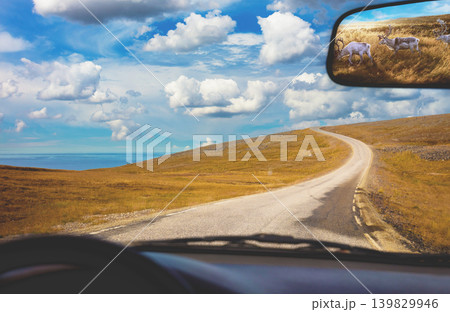 Landscape with mountain road. The arctic road to Nordkapp. Lapland, Norway Landscape with mountain road. The arctic road to Nordkapp. Lapland, Norway 139829946