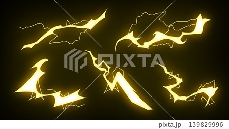 電気と稲妻のエフェクトセット 雷の光とスパークのイラスト 139829996