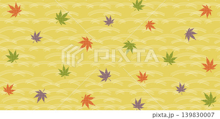水面に浮かぶ紅葉の和柄イラスト 139830007