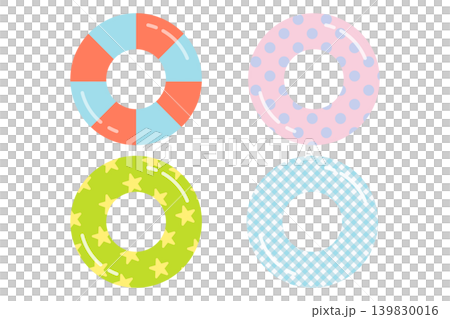 Colorful swim ring illustration set 139830016
