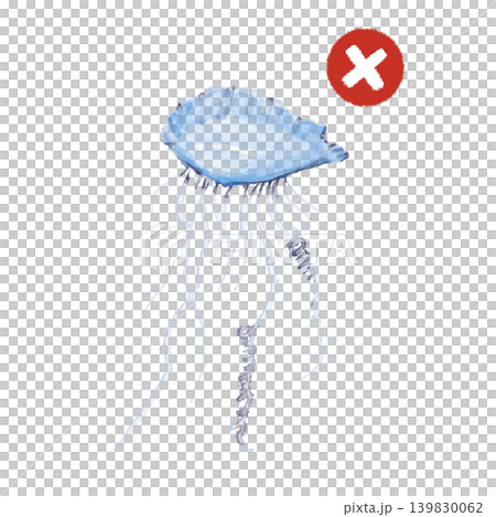 危険マーク付きカツオノエボシのイラスト 危険生物素材 危険マーク付きカツオノエボシのイラスト 危険生物素材 139830062