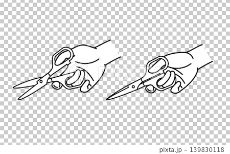 Two types of hands holding scissors Two types of hands holding scissors 139830118