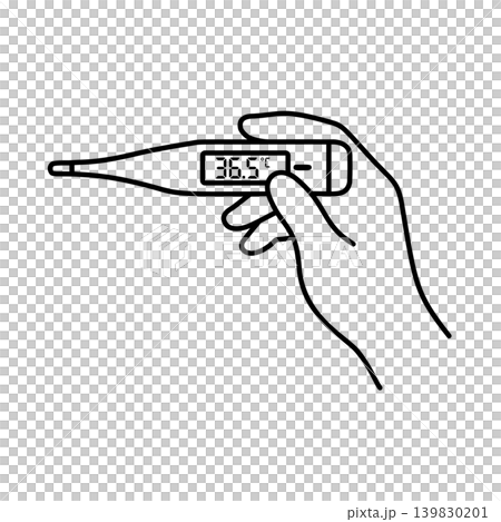 平熱を示す体温計のラインアイコン 平熱を示す体温計のラインアイコン 139830201
