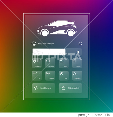Futuristic Electric Vehicle Control Panel User Interface Design Futuristic Electric Vehicle Control Panel User Interface Design 139830410