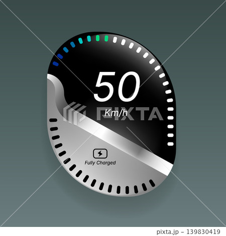 Modern Electric Vehicle Speedometer Dashboard User Interface 139830419