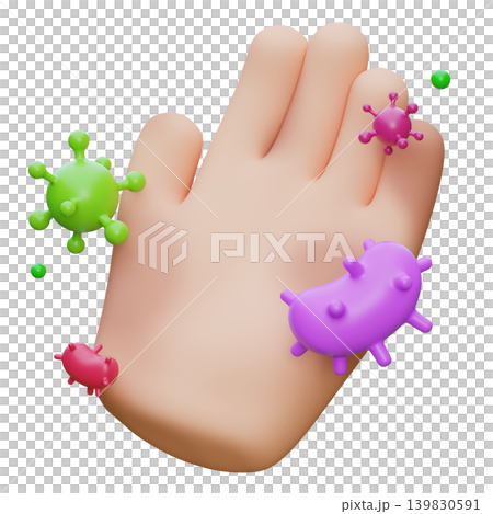 3D Render of Dirty Hand with Bacteria and Virus Microorganism Cells 3D Render of Dirty Hand with Bacteria and Virus Microorganism Cells 139830591