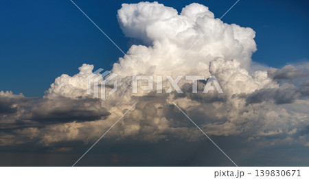 Rain clouds forming on blue Florida sky. Colorful summer skyscape Rain clouds forming on blue Florida sky. Colorful summer skyscape 139830671