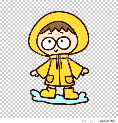 Boy in a raincoat during the rainy season 139830765