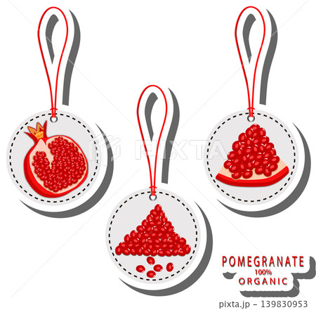 Berry theme from set juicy delicious pomegranate of various sizes 139830953