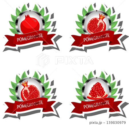 Berry theme from set juicy delicious pomegranate of various sizes 139830979