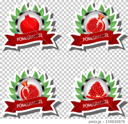 Berry theme from set juicy delicious pomegranate of various sizes 139830979