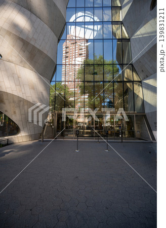 New york, usa august 19,2024. Richard gilder center for science, education, and innovation entrance in new york city, featuring a striking modern facade New york, usa august 19,2024. Richard gilder center for science, education, and innovation entrance in new york city, featuring a striking modern facade 139831211