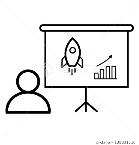 Startup Pitch icon. Startup funding sign. Pitch deck symbol. flat style. Startup Pitch icon. Startup funding sign. Pitch deck symbol. flat style. 139831316