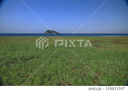 【神奈川】横須賀　うみかぜ公園から見た猿島 139831347