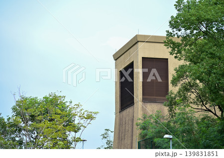 Buildings with trees in the city. Hong Kong Cityscape. Skyscrapers with trees. City and nature concept. 139831851