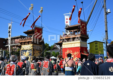 亀崎潮干まつりの神前神社前曳き廻し 愛知 亀崎潮干まつりの神前神社前曳き廻し 愛知 139832120