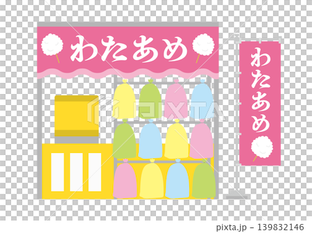 綿飴の屋台とのぼりのイラスト 綿飴の屋台とのぼりのイラスト 139832146