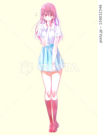 困っている女子学生　夏服　半袖 139832346
