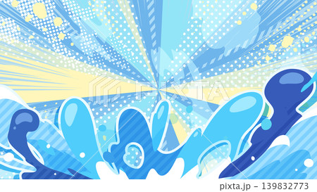 水のエフェクトと集中線の背景イラスト_16:9 水のエフェクトと集中線の背景イラスト_16:9 139832773