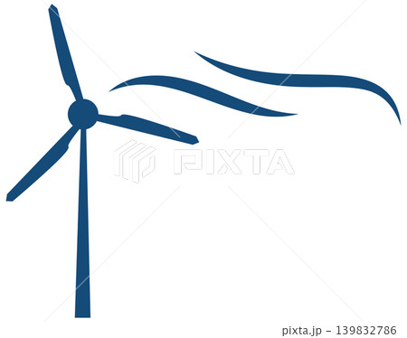 stylized image of a wind turbine and air flow stylized image of a wind turbine and air flow 139832786