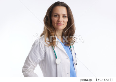 Portrait of a Trustworthy Female Doctor in Medical Attire 139832811