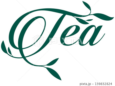 decorative inscription of the word "tea" 139832824