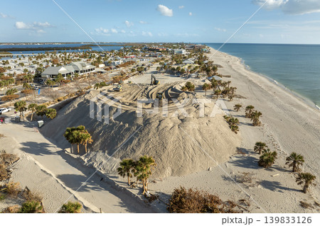 Piles of sand at Charlotte County sand recipient site at Englewood Beach on Manasota Key as hurricane Milton aftermath cleanup Piles of sand at Charlotte County sand recipient site at Englewood Beach on Manasota Key as hurricane Milton aftermath cleanup 139833126