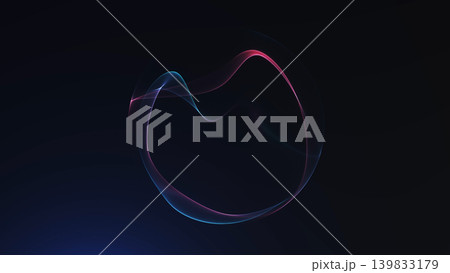 Abstract blue and pink neon energy sphere with luminous digital light waves, dark futuristic depth and smooth glowing motion for AI, tech and sci-fi visuals. 139833179