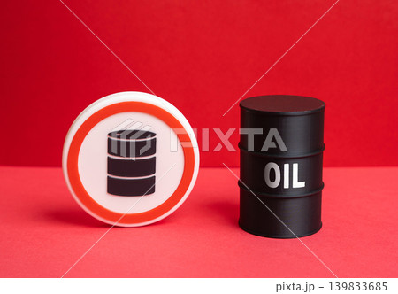 Oil embargo causing shortages in the global energy market and economic instability. Crisis in crude oil and fuel supplies, rising prices and disruption of industrial logistics. 139833685