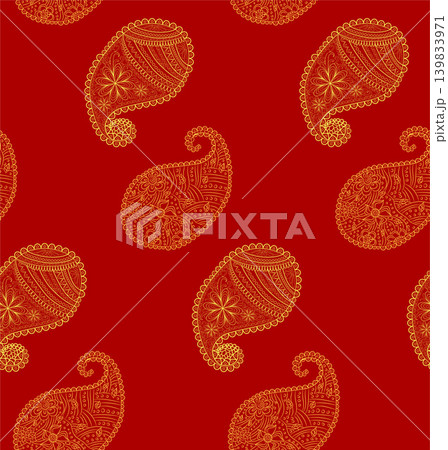 seamless pattern with Indian ornament. Turkish cucumber. seamless pattern with Indian ornament. Turkish cucumber. 139833971