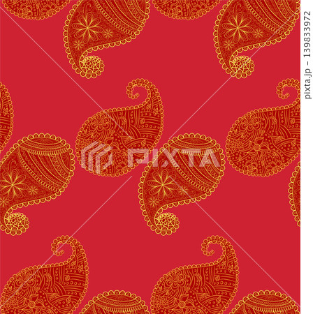 seamless pattern with Indian ornament. Turkish cucumber. seamless pattern with Indian ornament. Turkish cucumber. 139833972