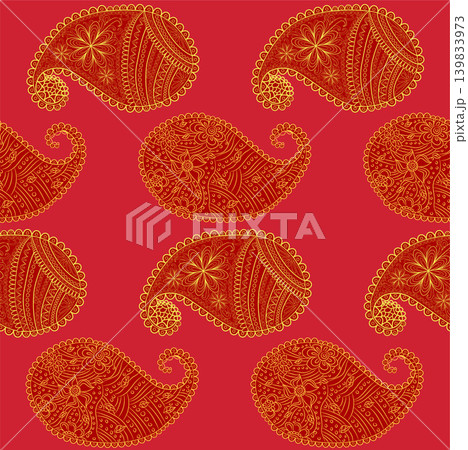seamless pattern with Indian ornament. Turkish cucumber. 139833973