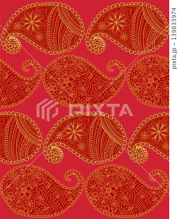 seamless pattern with Indian ornament. Turkish cucumber. seamless pattern with Indian ornament. Turkish cucumber. 139833974