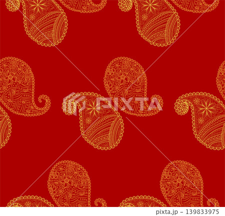 seamless pattern with Indian ornament. Turkish cucumber. 139833975