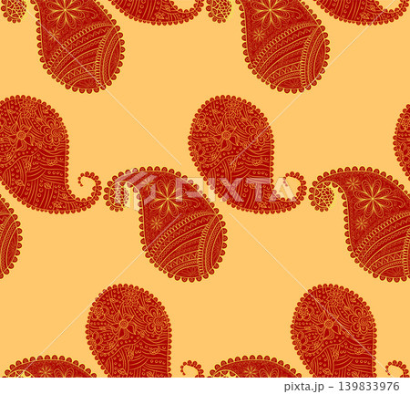 seamless pattern with Indian ornament. Turkish cucumber. seamless pattern with Indian ornament. Turkish cucumber. 139833976