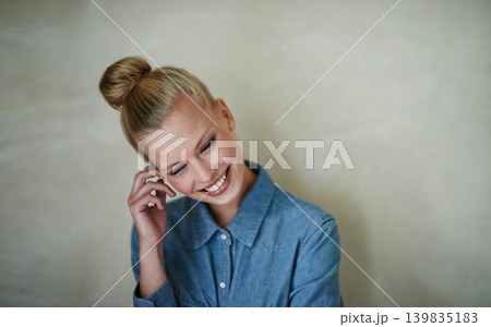 British woman, smile and studio with denim, style and fashion for hipster apparel. Female person, thinking and idea by background, shirt and casual look for cute and trendy aesthetic in thought British woman, smile and studio with denim, style and fashion for hipster apparel. Female person, thinking and idea by background, shirt and casual look for cute and trendy aesthetic in thought 139835183